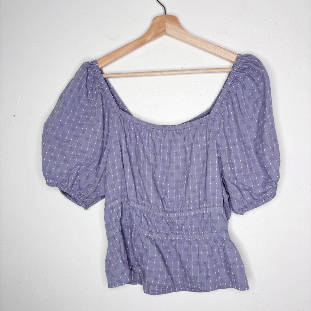 Madewell Smocked Waist Crop Top Lavender Size L EUC - Picture 2 of 9